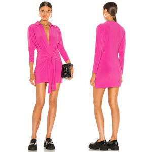 Norma Kamali x REVOLVE Mini Tie Front Shirt Mini Dress Orchid Pink Womens Medium
